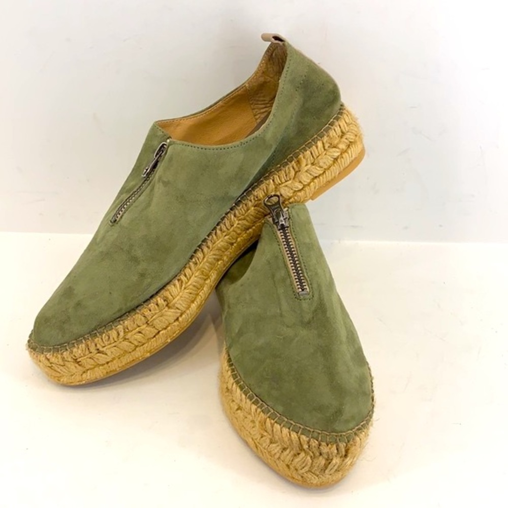 ERIC MICHAEL Serena Olive Green Suede Platform Espadrille Women’s Size: US10 - Picture 3 of 11